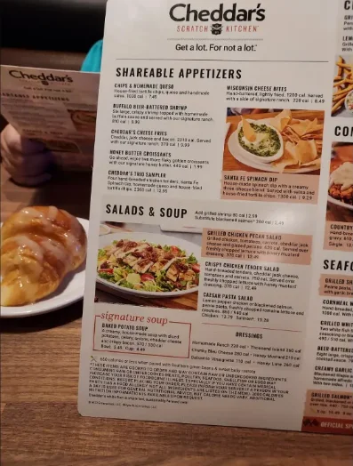 Cheddar’s Menu USA Prices 2026 with popular food categories
