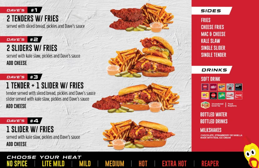 Dave’s Hot Chicken Menu USA Prices 2026