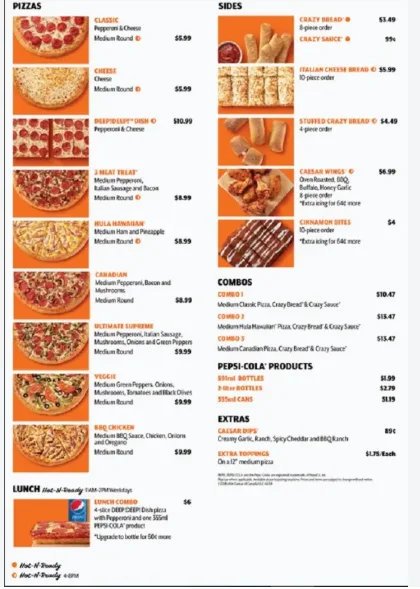 Little Caesars Menu USA Prices 2026 with pizzas, sides, drinks, and deals