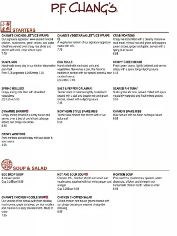 P.F. Chang’s Menu USA Prices 2026 with popular Asian-inspired dishes