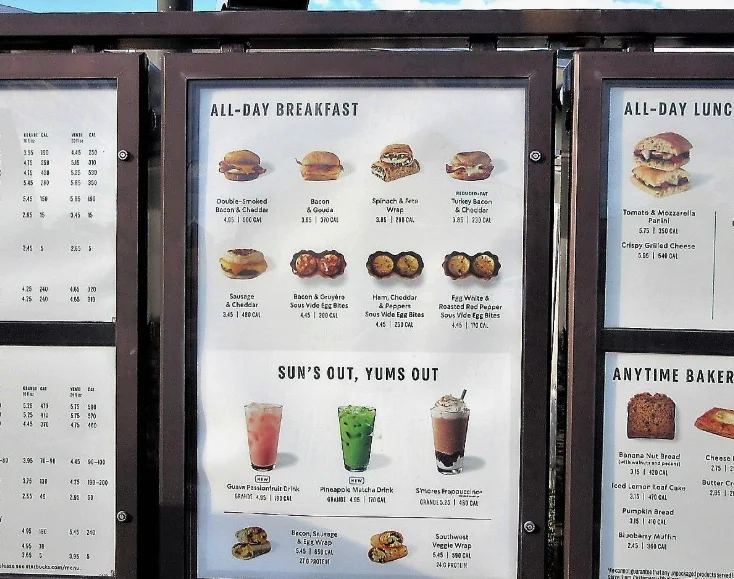 Starbucks Menu USA Prices 2026 with coffee, drinks, breakfast, bakery and lunch options