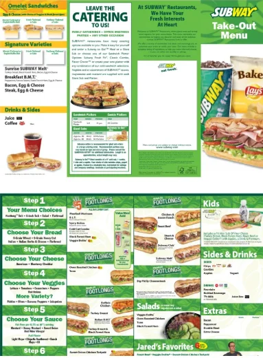 Subway Menu USA Prices 2026 with sandwiches, wraps, salads and drinks