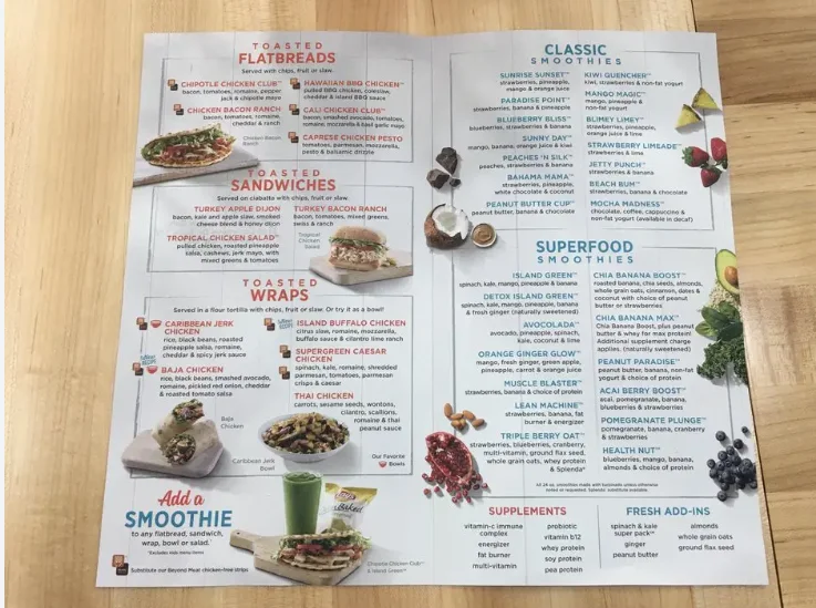 Tropical Cafe Menu USA Prices 2026