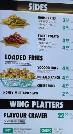 Wingstop Menu USA Prices 2026
