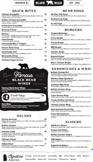 Black Bear Diner menu with breakfast, lunch and dinner options in the USA