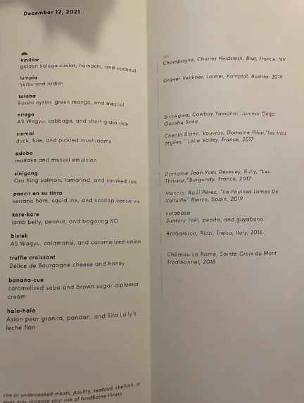 Kasama menu prices 2026 in Chicago
