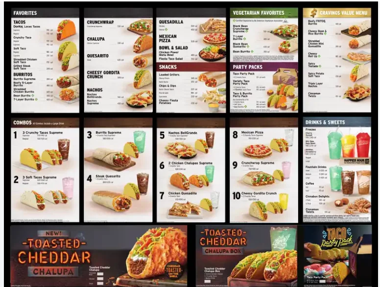 Taco Bell menu USA prices 2026 featuring tacos, burritos, combos and popular menu items