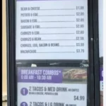Las Palapas menu with prices featuring Mexican food, tacos, burritos, fajitas, and lunch specials