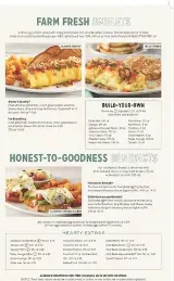 Perkins menu with prices featuring breakfast platters, burgers, homestyle dinners, and bakery pies