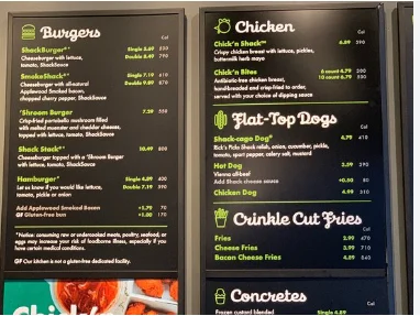 Shake Shack menu prices 2026 featuring burgers, fries, chicken, hot dogs and shakes