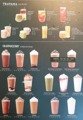 Starbucks Cold Tea Menu Prices 2026 with iced tea, matcha, and tea latte options