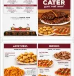 Texas Roadhouse catering menu featuring steak, ribs, chicken, sides, and family meal options